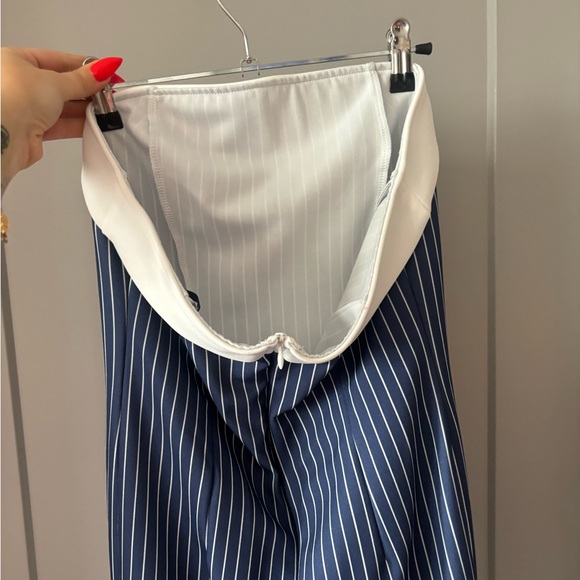 Pinstripe Navy Strapless Mini Dress - Picture 3 of 5